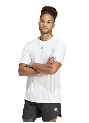 adidas Beyaz Erkek Yuvarlak Yaka Normal Kalıp T-Shirt IS3718 HIIT 