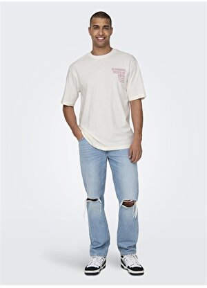 Only & Sons O Yaka Baskılı Beyaz Erkek T-Shirt ONSKENNY RLX TEXT SS TEE