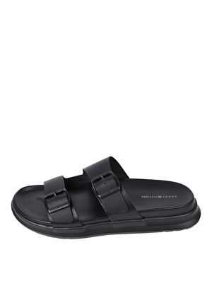 Tommy Hilfiger Siyah Erkek Deri Terlik D DENSITY HILFIGER BUCKLE SANDAL 