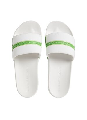 Calvin Klein Beyaz - Yeşil Erkek Plaj Terliği SLIDE NEOPRENE SNAP  