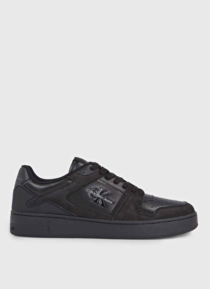 Calvin Klein Siyah Erkek Deri Sneaker BASKET CUPSOLE LOW LTH ML FAD 