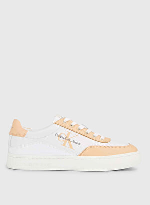 Calvin Klein Beyaz - Turuncu Kadın Deri Sneaker YW0YW0129602S 