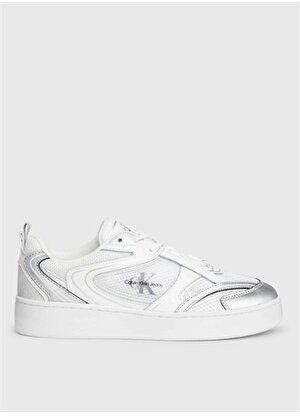 Calvin Klein Beyaz - Gümüş Kadın Deri Sneaker YW0YW0138601V 