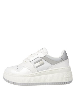 Tommy Hilfiger Gri - Beyaz Kadın Deri Sneaker EN0EN02523YBL 