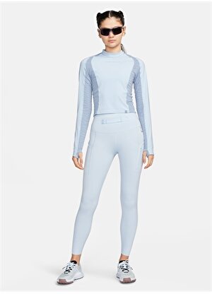 Nike Açık Mavi Kadın Bisiklet Yaka Slim Fit Uzun Kollu T-Shirt FN4706-440-W NK TRAIL DF LS TOP  
