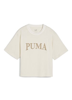 Puma 67790387  SQUAD Graphic Tee Beyaz Kadın Bisiklet Yaka Regular Fit T-Shirt 