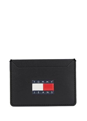 Tommy Hilfiger Siyah Erkek 9,5x8,9x0,4 cm Kartlık TJM HERITAGE LEATHER CC HOLDER 