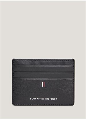 Tommy Hilfiger Siyah Erkek 10,5x8x0,4 cm Deri Kartlık TH CENTRAL CC HOLDER