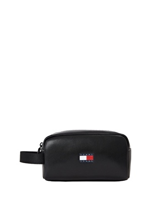 Tommy Hilfiger Siyah Erkek 20,5x12,5x10 cm Traş Çantası TJM HERITAGE LEATHER WASHBAG 