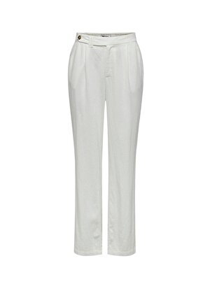 Only Beyaz Kadın Yüksek Belli Keten Pantolon ONLCARO HW STR LINEN PANT CC TLR   
