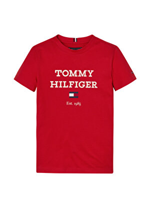 Tommy Hilfiger Baskılı Kırmızı Erkek T-Shirt TH LOGO TEE S/S