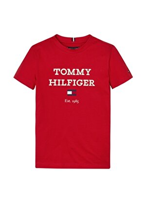 Tommy Hilfiger Baskılı Kırmızı Erkek T-Shirt TH LOGO TEE S/S