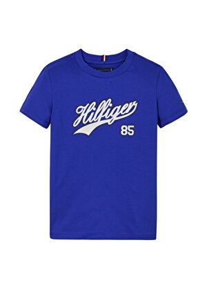 Tommy Hilfiger Baskılı Mavi Erkek T-Shirt HILFIGER SCRIPT TEE S/S