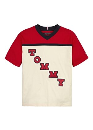 Tommy Hilfiger Baskılı Kırmızı Erkek T-Shirt VARSITY TEE S/S