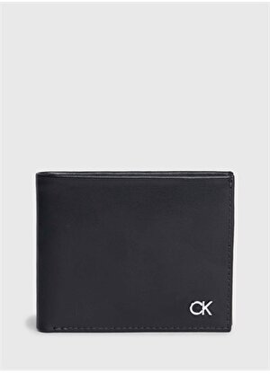 Calvin Klein Siyah Erkek 8,8x11x2 cm Deri Cüzdan METAL CK BIFOLD 6CC W/BILL 