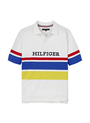 Tommy Hilfiger Baskılı Beyaz Erkek Polo T-Shirt BOLD STRIPE POLO S/S