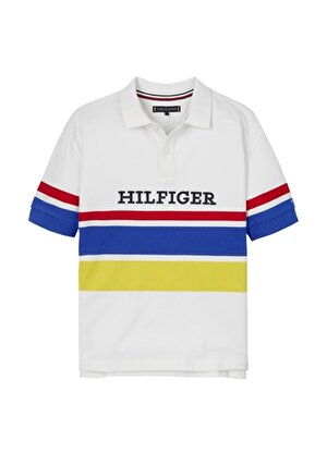 Tommy Hilfiger Baskılı Beyaz Erkek Polo T-Shirt BOLD STRIPE POLO S/S