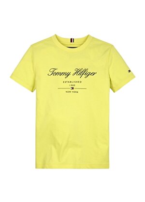 Tommy Hilfiger Baskılı Sarı Erkek T-Shirt TOMMY SCRIPT TEE S/S