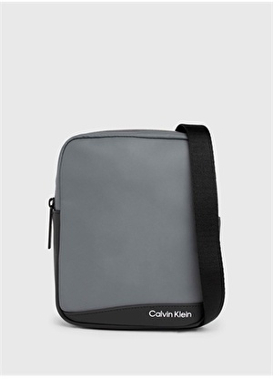 Calvin Klein Antrasit Erkek 21x17x6 cm Postacı Çantası RUBBERIZED CONV REPORTER S 