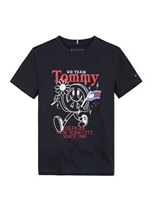 Tommy Hilfiger Baskılı Lacivert Erkek T-Shirt FUN TEE S/S