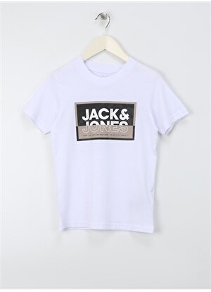 Jack & Jones Baskılı Beyaz Erkek Çocuk T-Shirt JCOLOGAN TEE SS CREW NECK SS24 JNR