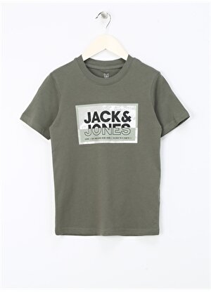 Jack & Jones Baskılı Füme Erkek Çocuk T-Shirt JCOLOGAN TEE SS CREW NECK SS24 JNR