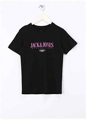 Jack & Jones Baskılı Siyah Erkek T-Shirt JORLUCCA FASTRUNNER1 TEE SS CREW JN