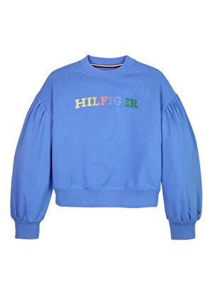 Tommy Hilfiger Baskılı Kız Çocuk Mavi Sweatshırt MONOTYPE SWEATSHIRT