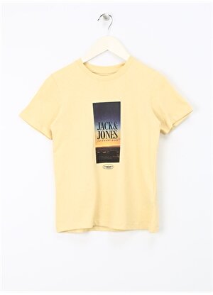Jack & Jones Baskılı Sarı Erkek T-Shirt JORLUCCA FASTRUNNER2 TEE SS CREW JN