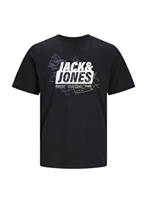 Jack & Jones Yuvarlak Yaka Siyah Erkek T-Shirt JCOMAP LOGO TEE SS CREW NECK PLS
