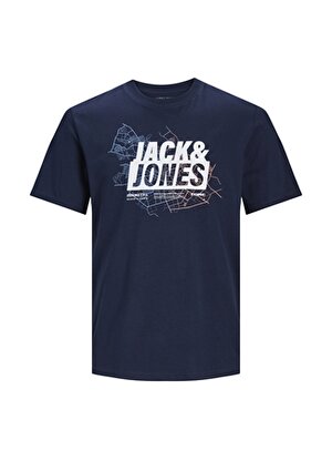 Jack & Jones Yuvarlak Yaka Lacivert Erkek T-Shirt JCOMAP LOGO TEE SS CREW NECK PLS