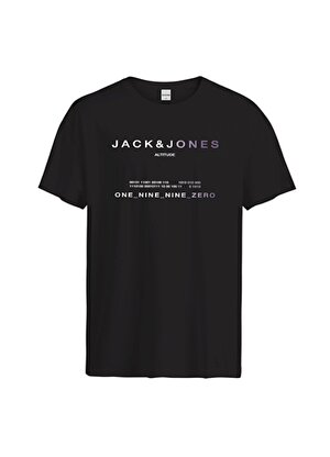 Jack & Jones Yuvarlak Yaka Siyah Erkek T-Shirt JCORIOT TEE SS CREW NECK FST PLS