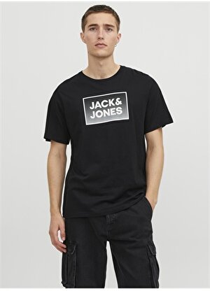 Jack & Jones Yuvarlak Yaka Siyah Erkek T-Shirt JJSTEEL TEE SS CREW NECK