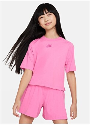 Nike Düz Pembe Kadın T-Shirt FN8589-675-G NSW SS TOP JSY LBR