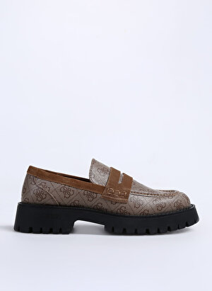 Guess Kahve - Bej Erkek Loafer MOCASSIN 4G  