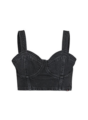 Tommy Jeans V Yaka Düz İndigo Kadın Atlet BUSTIER TOP AH7185