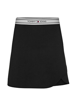 Tommy Jeans Lastikli Bel Siyah Kadın Düz Kısa Etek TJW LOGO TAPING MINI SKIRT