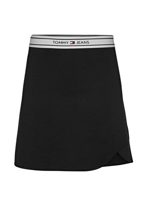 Tommy Jeans Lastikli Bel Siyah Kadın Düz Kısa Etek TJW LOGO TAPING MINI SKIRT