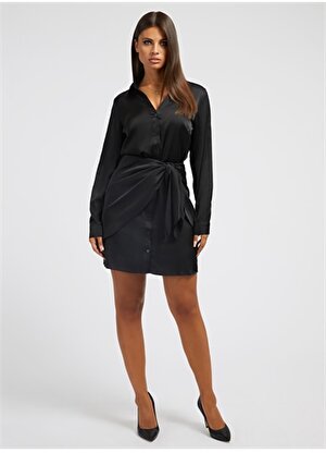Guess Polo Yaka Siyah Standart Kadın Elbise W2BK83WF1T2-JBLK