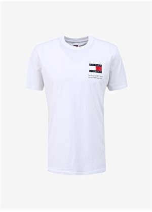 Tommy Jeans Düz Beyaz Erkek T-Shirt DM0DM18263YBR
