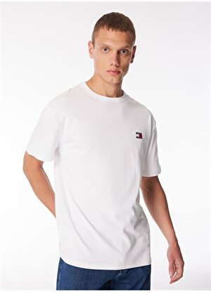 Tommy Jeans Düz Beyaz Erkek T-Shirt DM0DM17995YBR