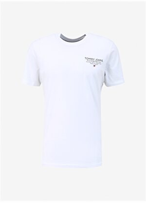 Tommy Jeans Düz Beyaz Erkek T-Shirt DM0DM18265YBR