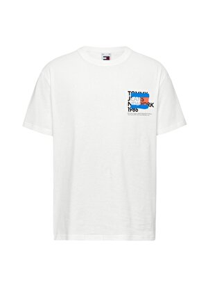 Tommy Jeans Baskılı Beyaz Erkek T-Shirt DM0DM18271YBR