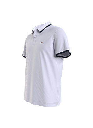 Tommy Jeans Düz Beyaz Erkek Polo T-Shirt DM0DM18313YBR
