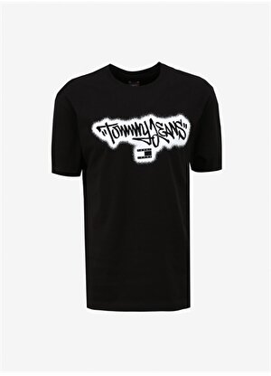 Tommy Jeans Baskılı Siyah Erkek T-Shirt DM0DM18272BDS