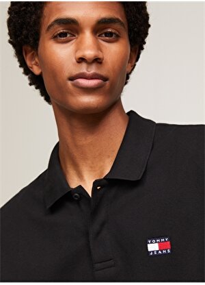 Tommy Jeans Düz Siyah Erkek Polo T-Shirt DM0DM18314BDS