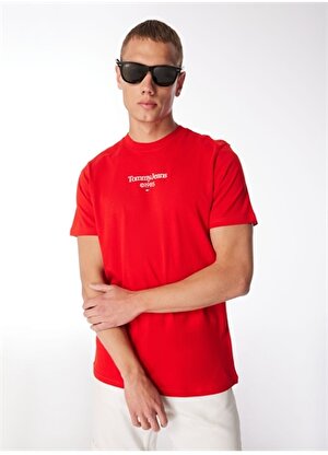 Tommy Jeans Düz Kırmızı Erkek T-Shirt DM0DM18569XNL