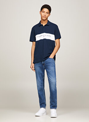 Tommy Jeans Çizgili Lacivert Erkek Polo T-Shirt DM0DM18315C1G