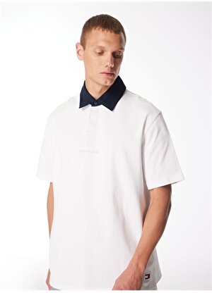 Tommy Jeans Düz Beyaz Erkek Polo T-Shirt DM0DM18924YBR