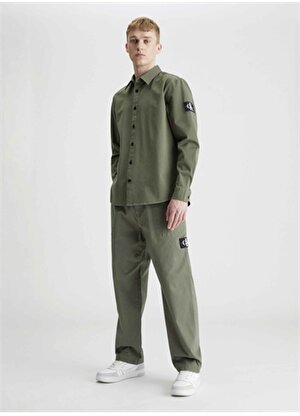 Calvin Klein Jeans Normal Koyu Yeşil Düz Erkek Gömlek J30J323255LDY